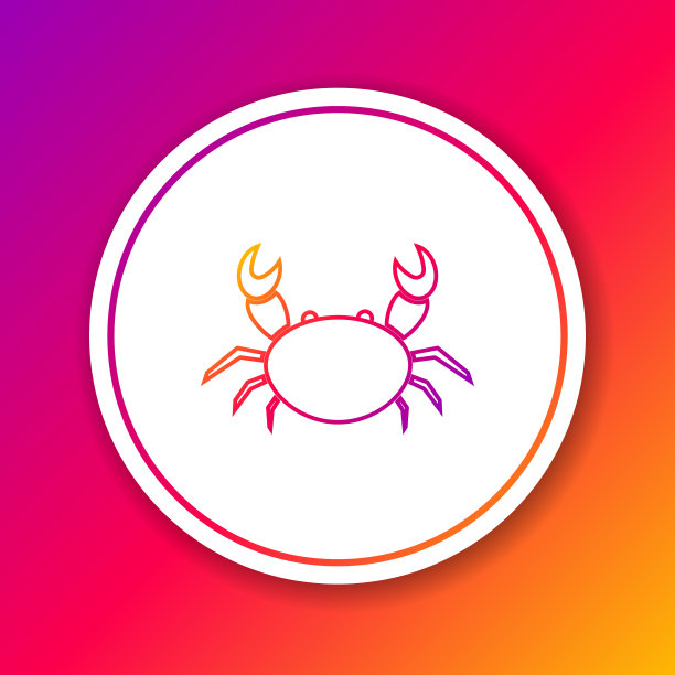 颜色线蟹图标孤立的颜色背景图片下载