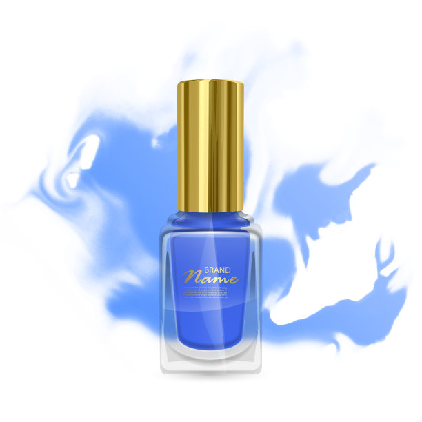 逼真的蓝色指甲油在透明的瓶子上图片下载