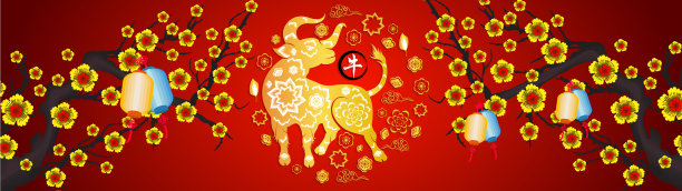 2021年春节快乐，牛花年图片下载