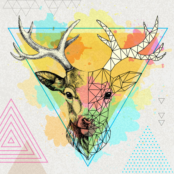 时髦的动物现实和多角鹿图片下载