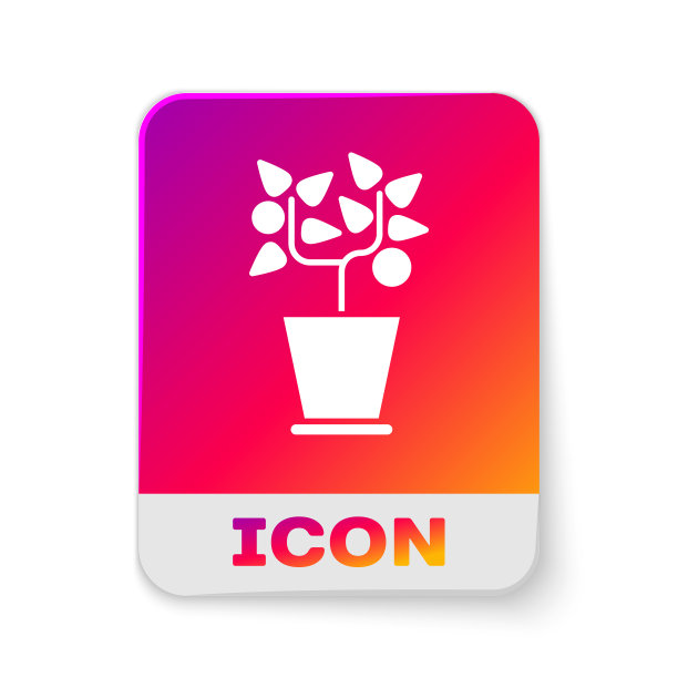 白色植物在盆栽图标孤立在白色图片下载