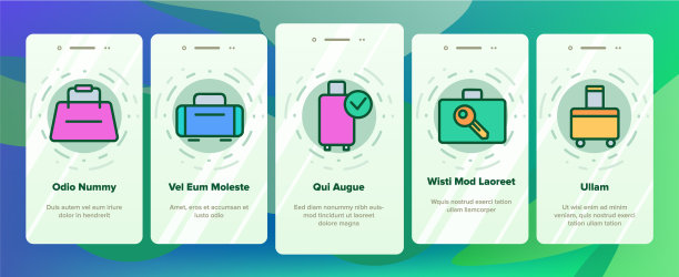 行李和行李登机图标设置图片下载
