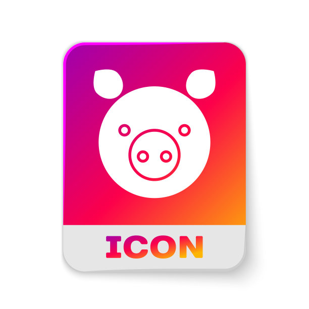 白猪星座图标孤立于白色图片下载