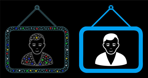 明亮的网格胴体人像图标与光图片下载