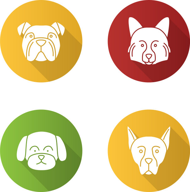 犬种平面设计长影象形图标图片下载