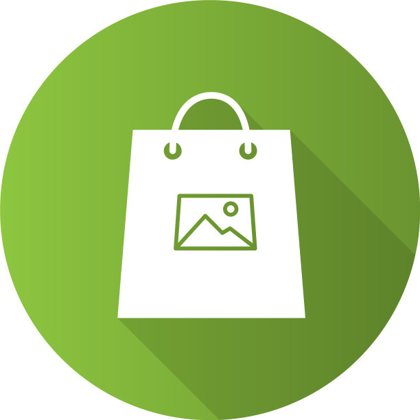 购物袋上印刷扁平图案长阴影图片下载