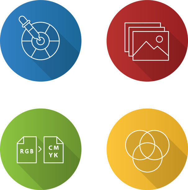 打印平面线性长阴影图标集图片下载