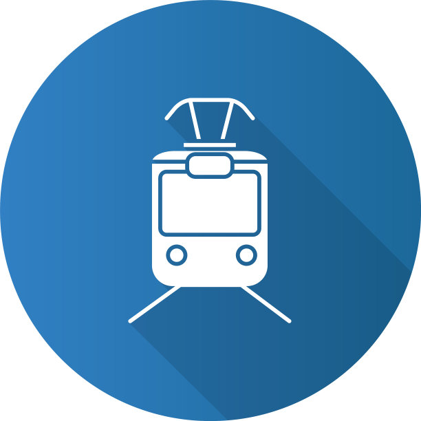 有轨电车平面设计长阴影字形图标图片下载