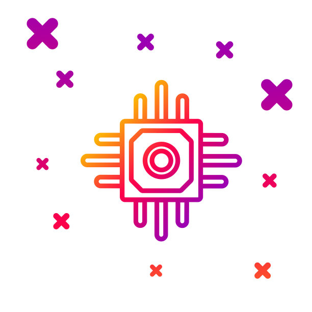 彩色线处理器图标隔离在白色上图片下载