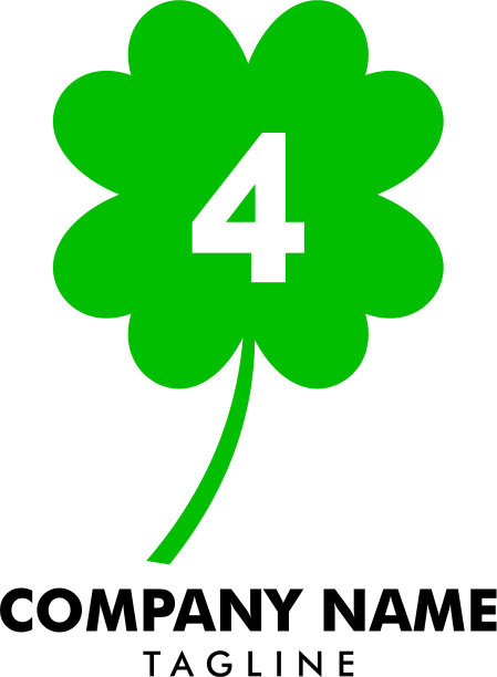 第四和绿色三叶草的标志设计图片下载