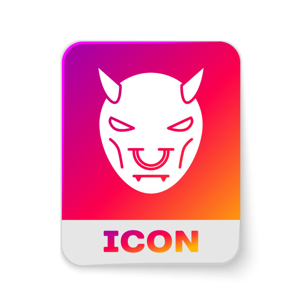 白色面具恶魔与角图标孤立图片下载