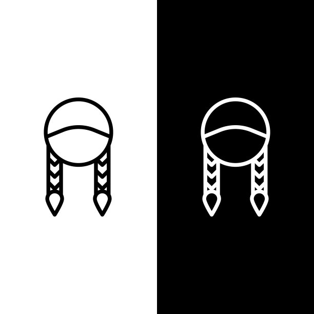 设置线编织图标隔离在黑色和白色图片下载