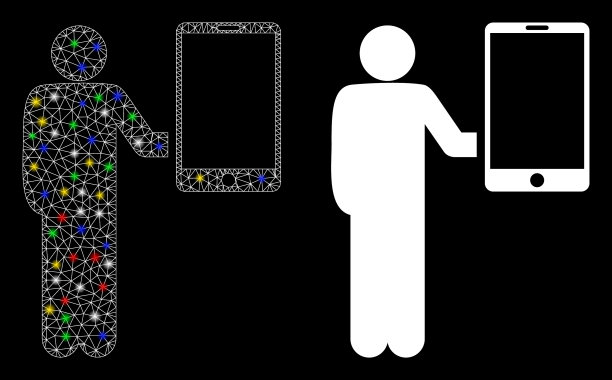 耀斑网状网络人手持智能手机图标图片下载