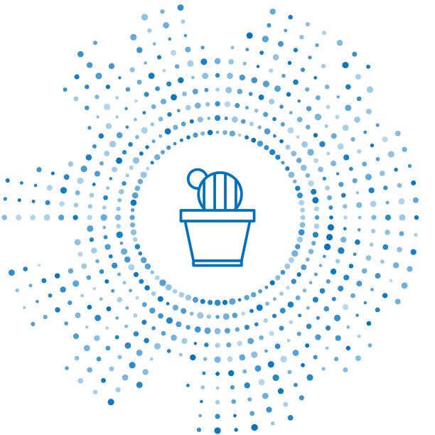 蓝线仙人掌和多汁的盆图标图片下载