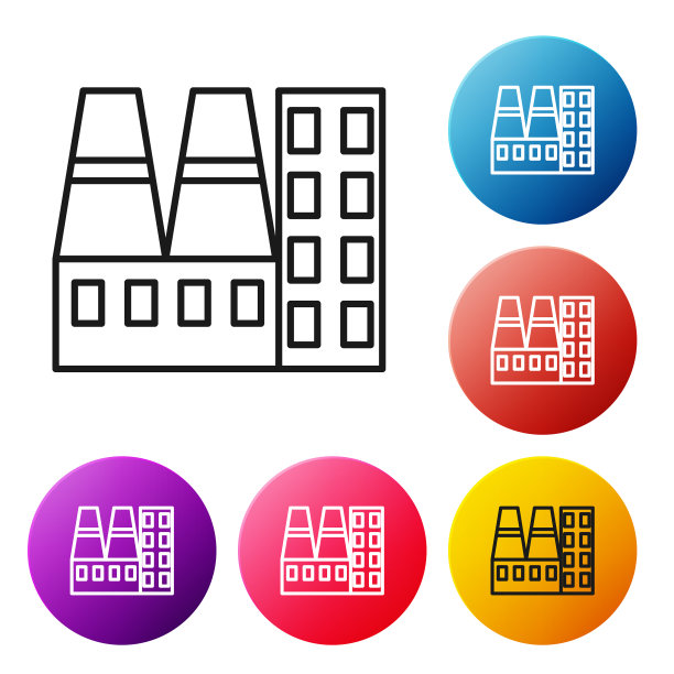 黑线电站和工厂图标图片下载