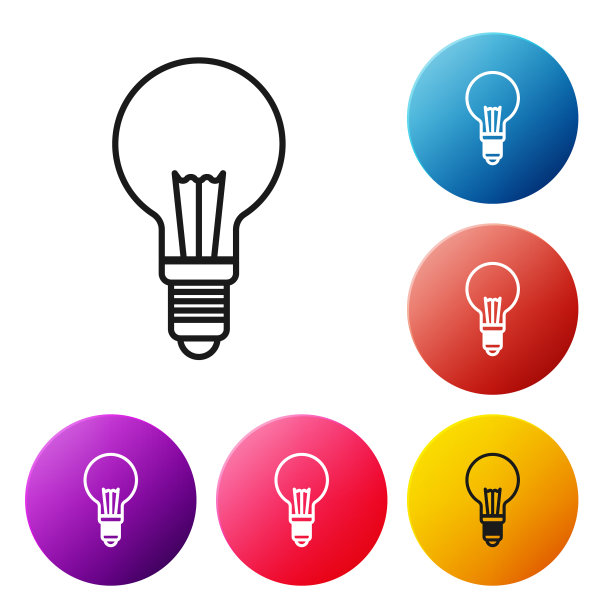 黑线灯泡与概念概念图标图片下载