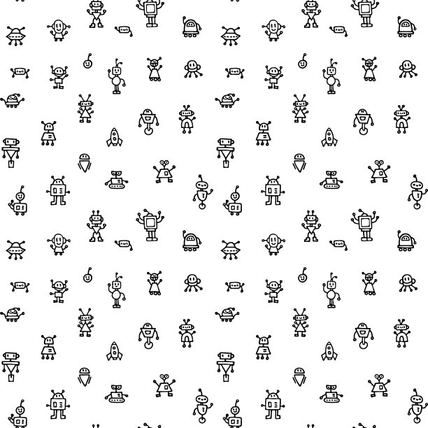 抽象背景与可爱的手绘机器人图片下载