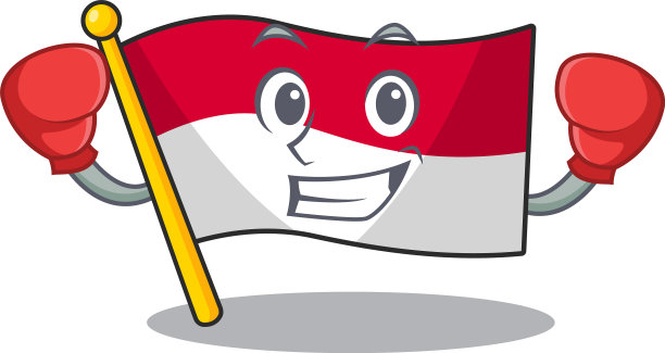 快乐拳击旗子摩纳哥卷轴吉祥物人物图片下载