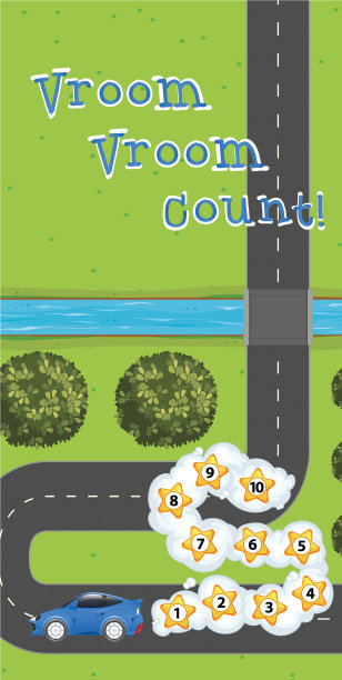 游戏模板与汽车和数字在道路上图片下载