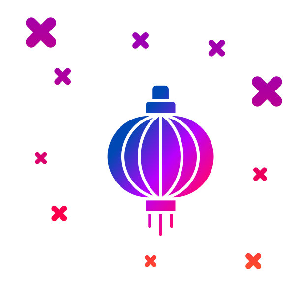 彩色日本纸灯笼图标孤立图片下载