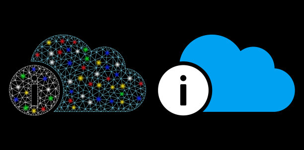 发光的网格2d云信息图标与闪光点图片下载