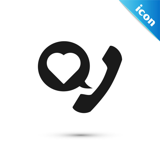 黑色电话与心表情语音泡泡图片下载