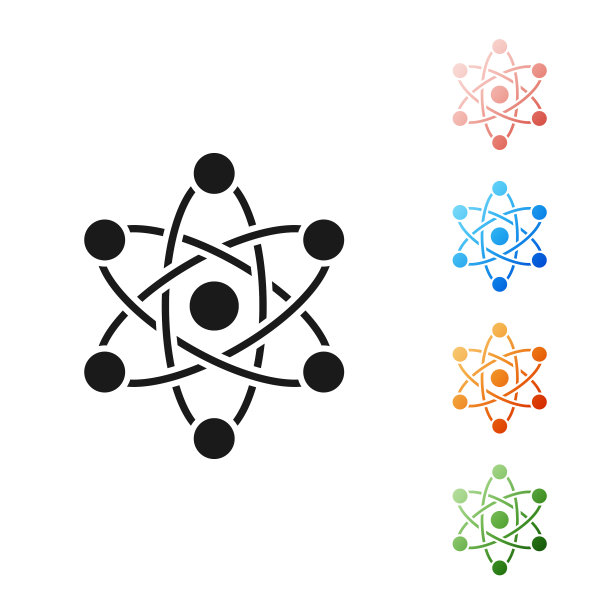 黑色原子图标孤立在白色背景上图片下载