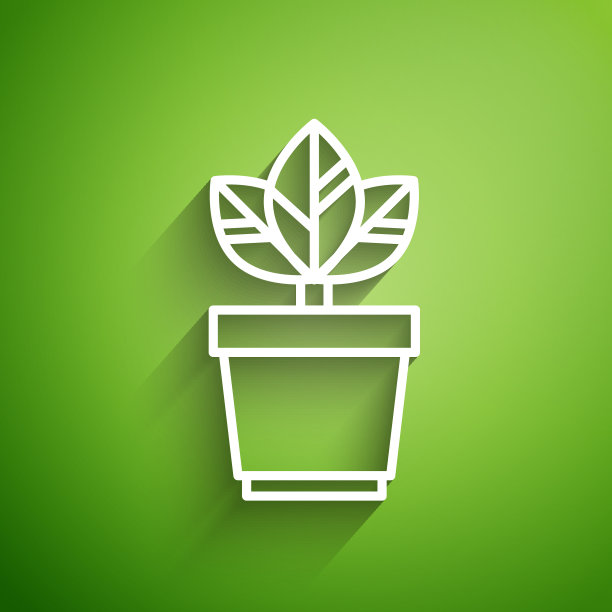 白线花在盆中图标孤立在绿色图片下载