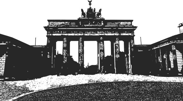 勃兰登堡门柏林古董手绘图片下载