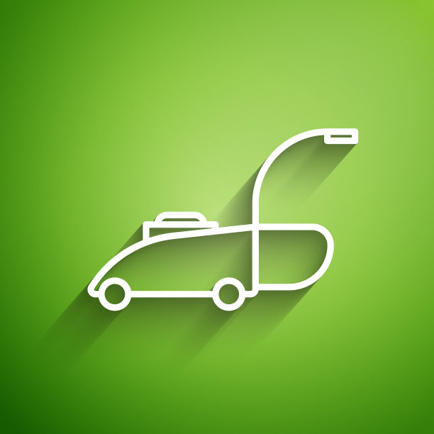 白线割草机图标孤立在绿色图片下载