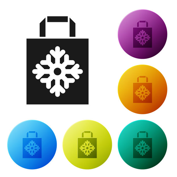 黑色圣诞纸购物袋图标孤立图片下载