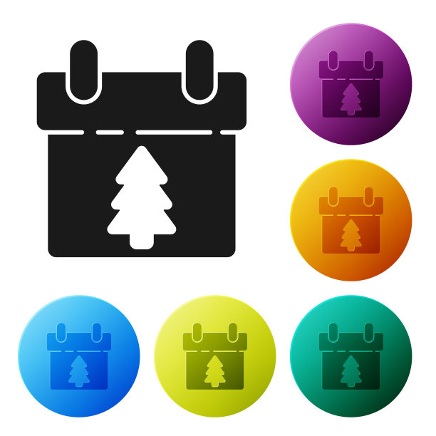 黑色日历图标孤立在白色背景上图片下载