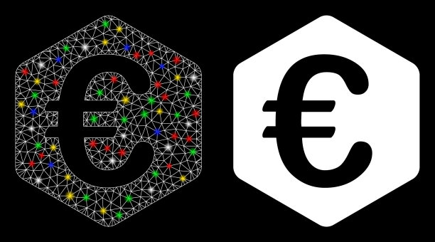 闪光的网格网络欧元金融图标图片下载