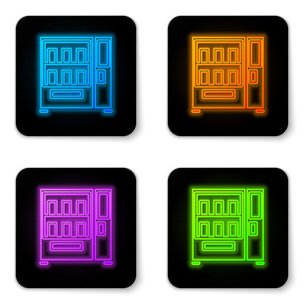 发光的霓虹灯自动售货机食品和饮料图片下载