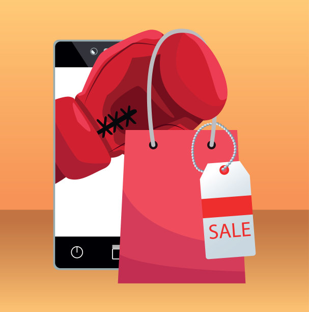 带拳击手套的手机，拿着购物袋图片下载