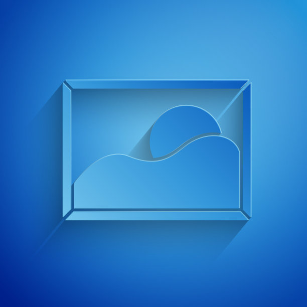 剪纸画景观图标孤立在蓝色图片下载