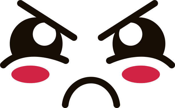可爱的脸表情，眼睛和嘴生气图片下载