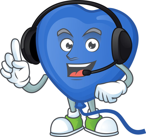 蓝色爱气球可爱的卡通人物设计图片下载