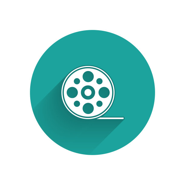 白色胶片卷轴图标孤立与长阴影图片下载