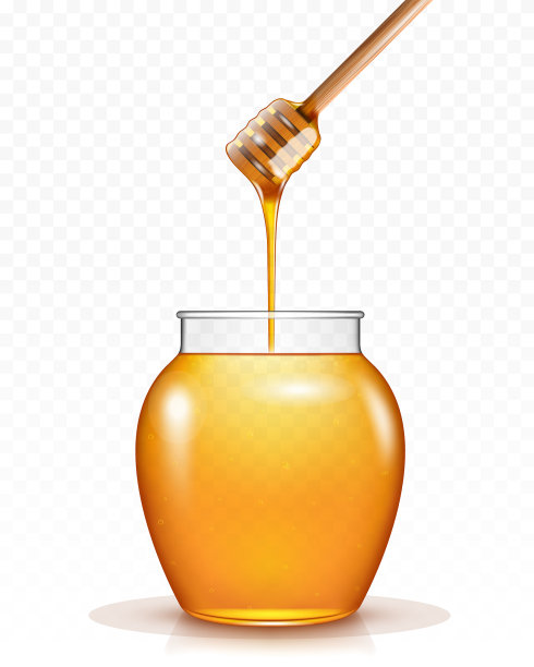 蜂蜜流入玻璃罐中图片下载