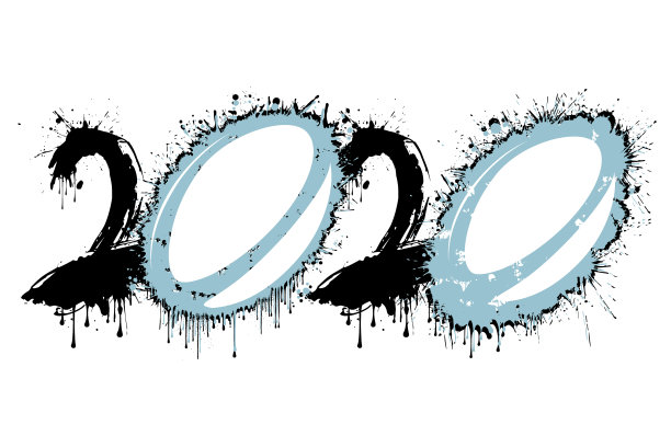 抽象数字2020和从污点橄榄球图片下载