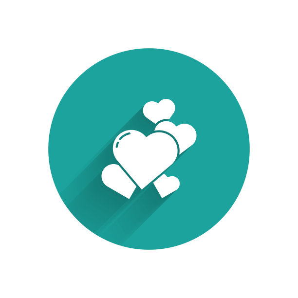 白色的心图标孤立与长影子图片下载