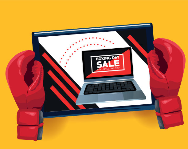 节礼日促销海报，笔记本电脑和手套图片下载