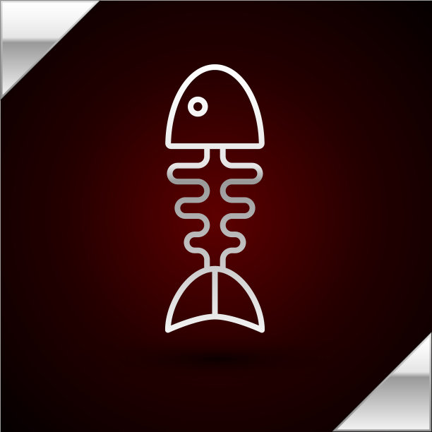 银线鱼骨架图标孤立在黑暗图片下载