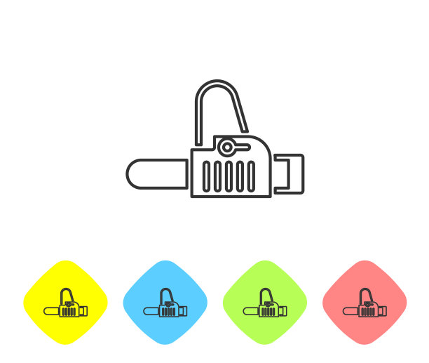 灰色线链锯图标孤立在白色图片下载