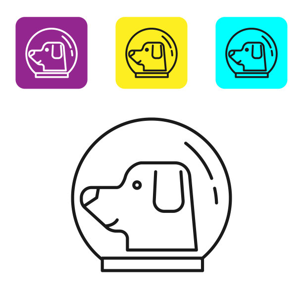 黑线狗在宇航员头盔图标孤立图片下载