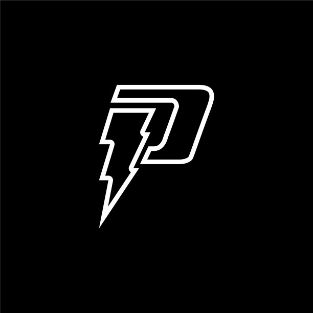 首字母p标志模板与螺栓线艺术图片下载