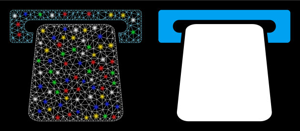 闪光网胴体银行ATM图标与闪光斑点图片下载