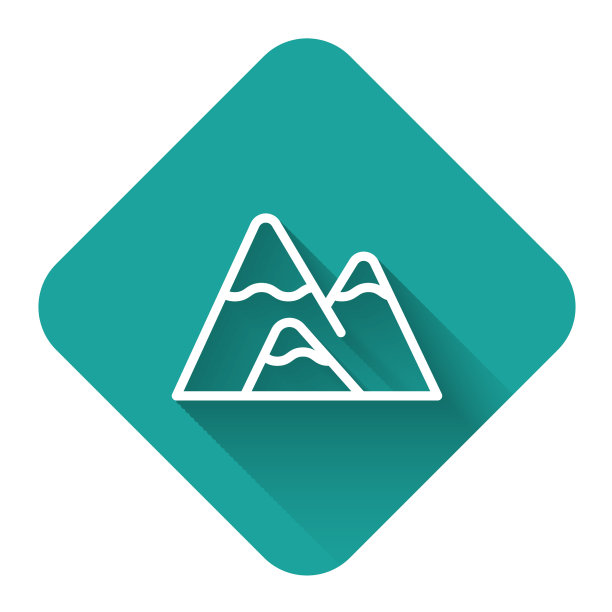 白色线山图标孤立与长图片下载