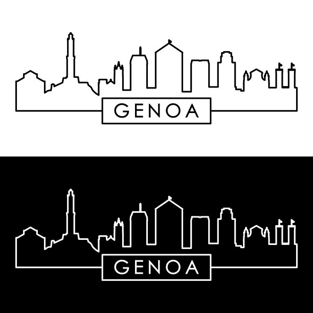热那亚天际线风格的可编辑文件图片下载
